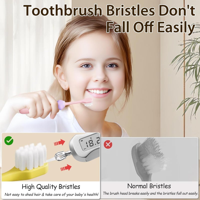 Lonlown Kids Toothbrushes 8 Pack,Soft Bristle Toothbrush for Toddlers 2-12 Years Old, Cute Multicolor Boys Girls Toothbrushes,Clean Kids Teeth Bristles Not Easy to Shed - Image 4